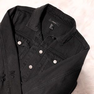 Black Distressed Forever 21 Denim Jacket